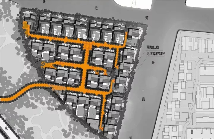 王字型路网造剖析人流，，包管入口私密性